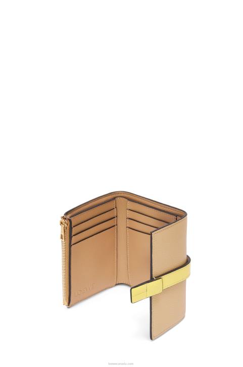 Loewe Small vertical wallet in soft grained calfskin 688V1286 Women Butter/Pale Lemon
