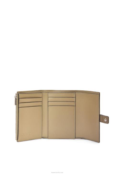 Loewe Small vertical wallet in soft grained calfskin 688V1287 Women Artichoke Green/Dusty Beige
