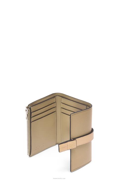 Loewe Small vertical wallet in soft grained calfskin 688V1287 Women Artichoke Green/Dusty Beige