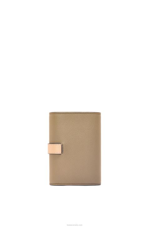 Loewe Small vertical wallet in soft grained calfskin 688V1287 Women Artichoke Green/Dusty Beige
