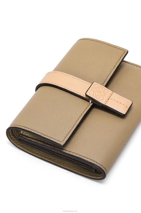 Loewe Small vertical wallet in soft grained calfskin 688V1287 Women Artichoke Green/Dusty Beige