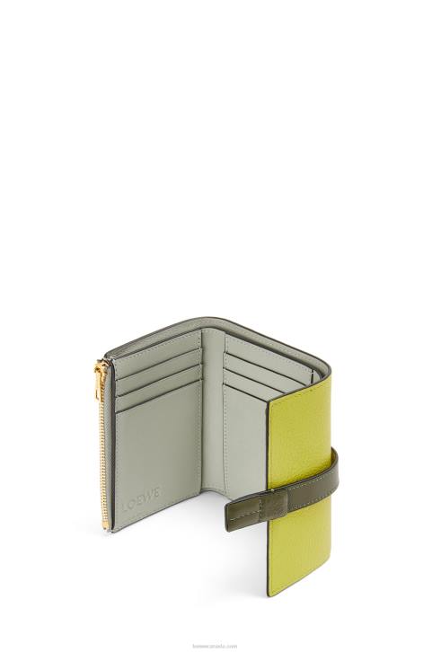 Loewe Small vertical wallet in soft grained calfskin 688V1310 Women Lime Yellow/Avocado Green