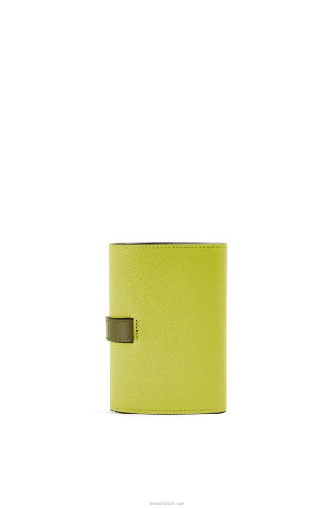 Loewe Small vertical wallet in soft grained calfskin 688V1310 Women Lime Yellow/Avocado Green