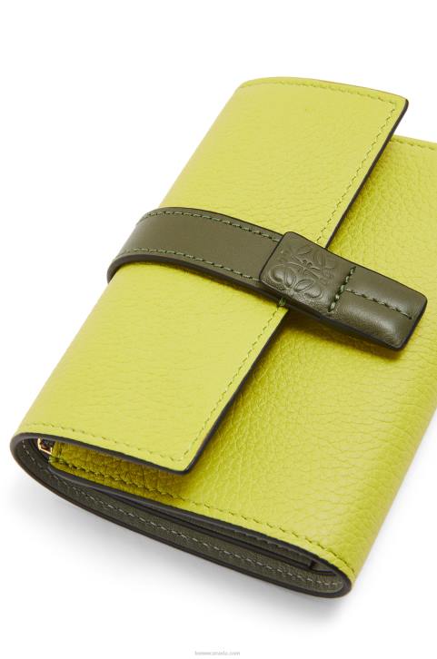 Loewe Small vertical wallet in soft grained calfskin 688V1310 Women Lime Yellow/Avocado Green