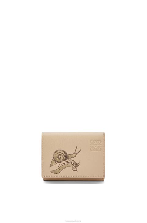 Loewe Snail trifold wallet in classic calfskin 688V1300 Women Dusty Beige