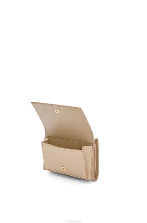 Loewe Snail trifold wallet in classic calfskin 688V1300 Women Dusty Beige