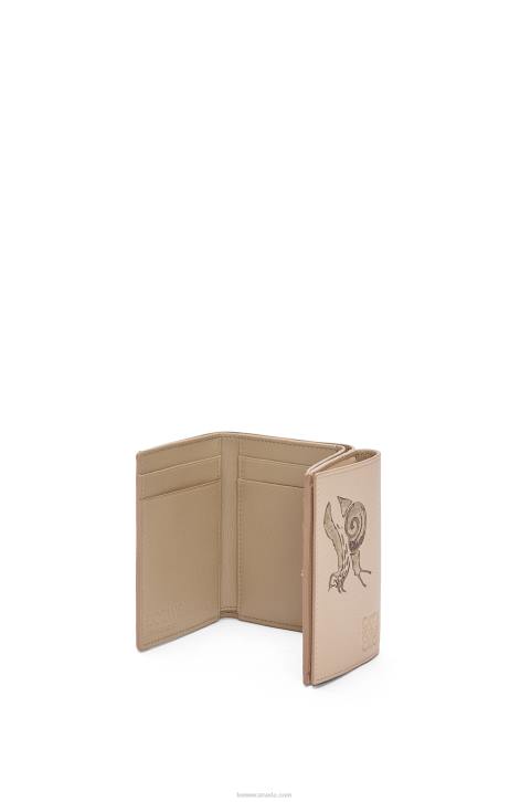 Loewe Snail trifold wallet in classic calfskin 688V1300 Women Dusty Beige