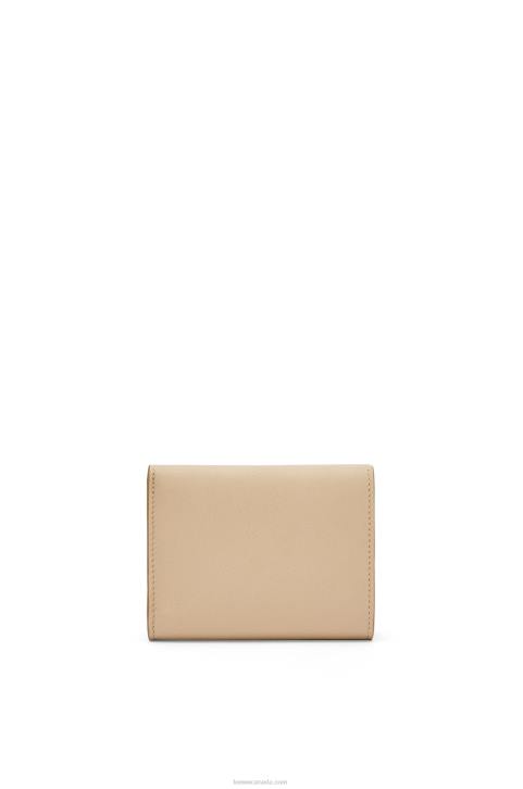 Loewe Snail trifold wallet in classic calfskin 688V1300 Women Dusty Beige