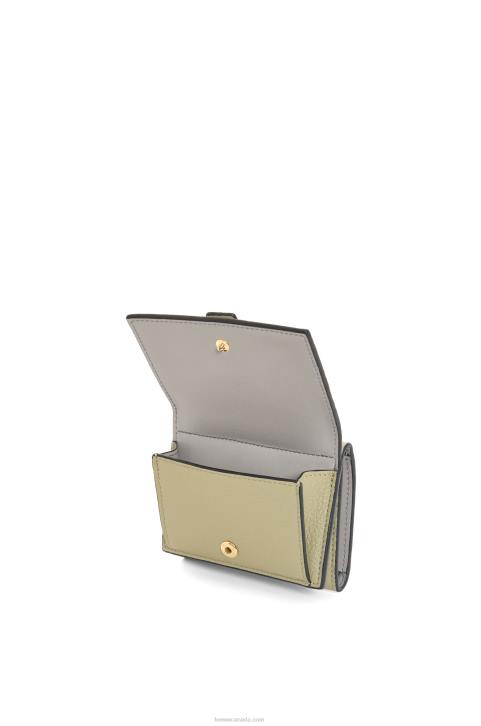 Loewe Trifold wallet in soft grained calfskin 688V1209 Women Sage Green/Dark Khaki Green