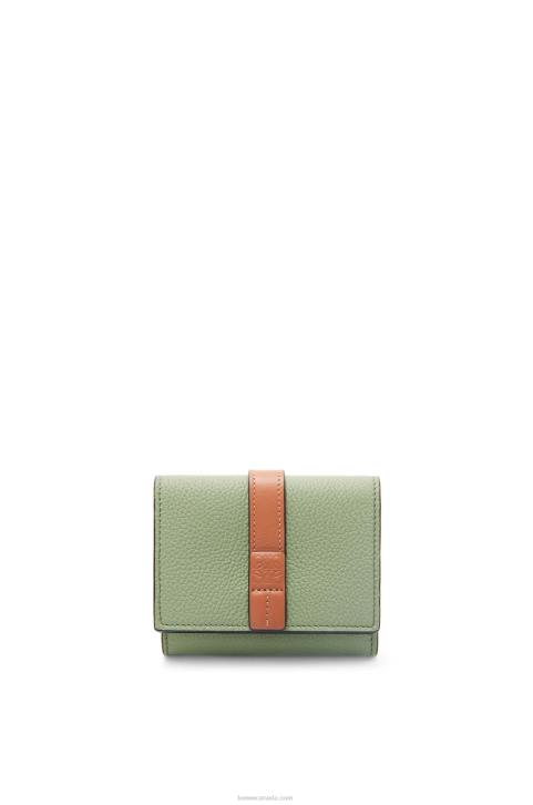Loewe Trifold wallet in soft grained calfskin 688V1223 Women Rosemary/Tan