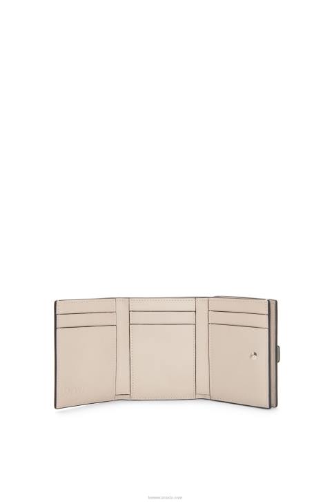 Loewe Trifold wallet in soft grained calfskin 688V1223 Women Rosemary/Tan