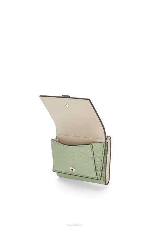 Loewe Trifold wallet in soft grained calfskin 688V1223 Women Rosemary/Tan