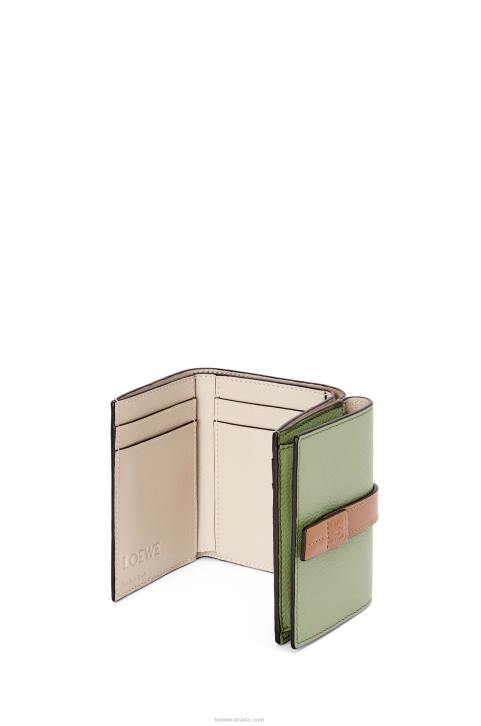 Loewe Trifold wallet in soft grained calfskin 688V1223 Women Rosemary/Tan