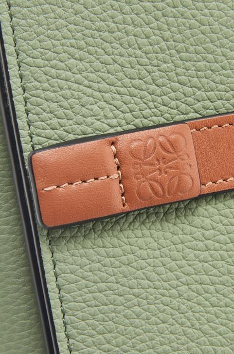 Loewe Trifold wallet in soft grained calfskin 688V1223 Women Rosemary/Tan