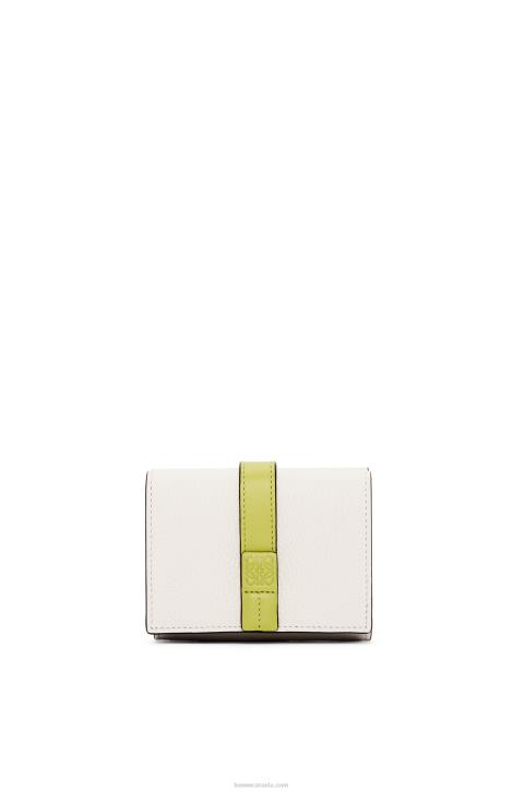 Loewe Trifold wallet in soft grained calfskin 688V1227 Women Soft White/Lime Yellow