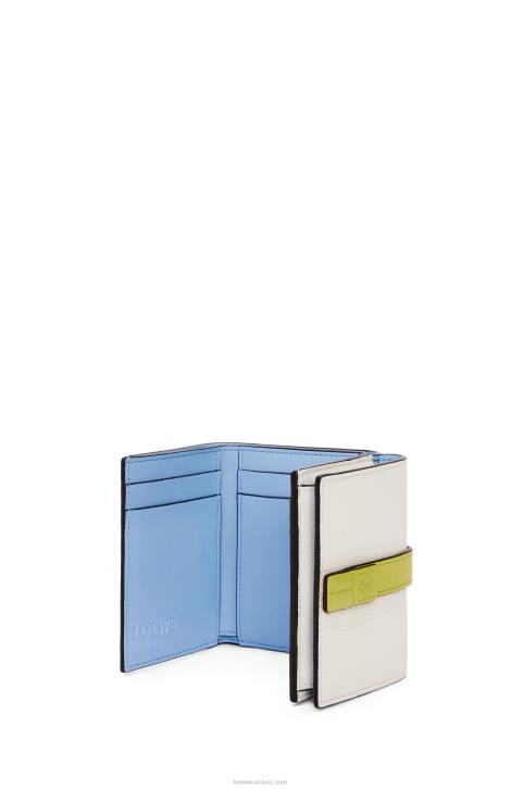 Loewe Trifold wallet in soft grained calfskin 688V1227 Women Soft White/Lime Yellow