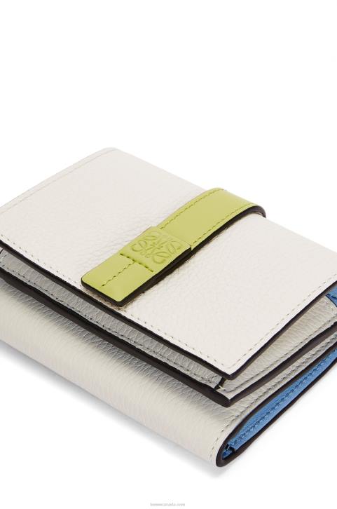 Loewe Trifold wallet in soft grained calfskin 688V1227 Women Soft White/Lime Yellow