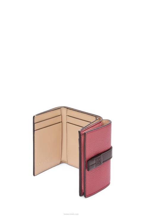 Loewe Trifold wallet in soft grained calfskin 688V1241 Women Plumrose/Chocolate