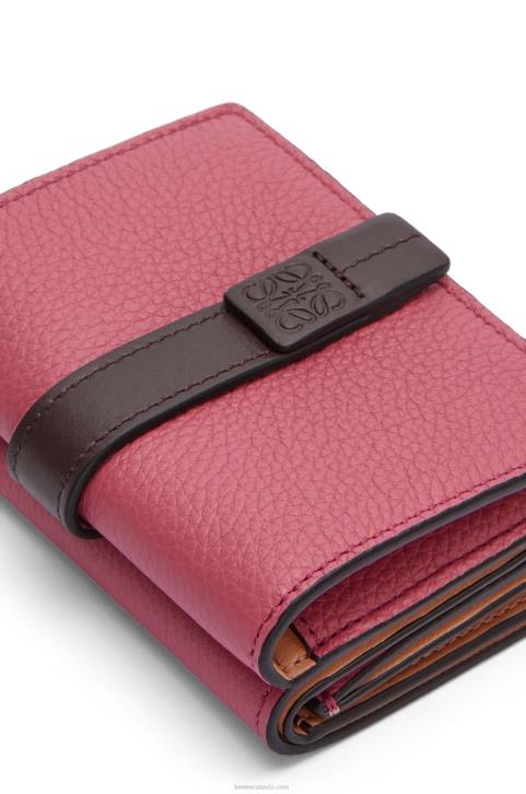 Loewe Trifold wallet in soft grained calfskin 688V1241 Women Plumrose/Chocolate
