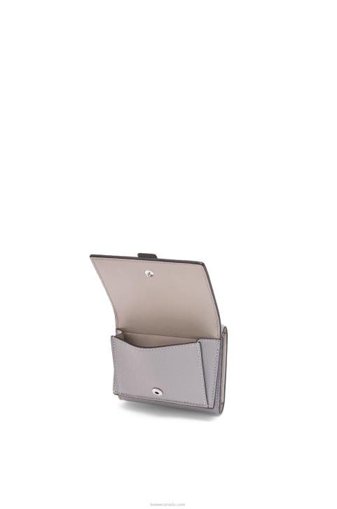 Loewe Trifold wallet in soft grained calfskin 688V1250 Women Pearl Grey/Light Pale Green