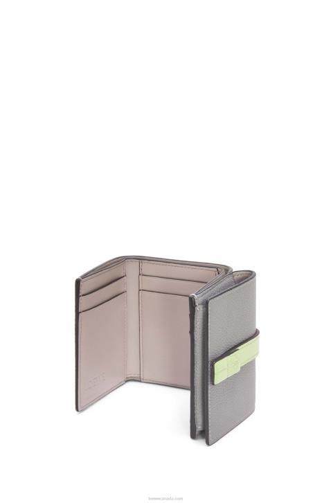 Loewe Trifold wallet in soft grained calfskin 688V1250 Women Pearl Grey/Light Pale Green