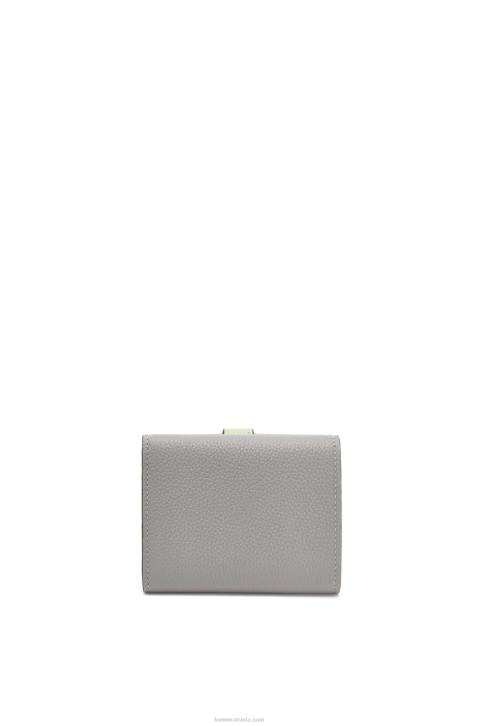 Loewe Trifold wallet in soft grained calfskin 688V1250 Women Pearl Grey/Light Pale Green