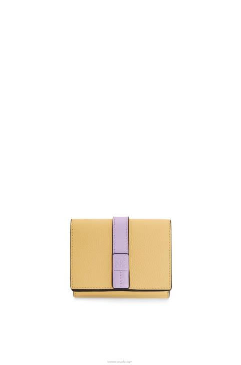 Loewe Trifold wallet in soft grained calfskin 688V1266 Women Dark Butter/Mauve