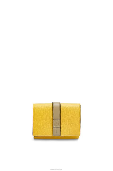 Loewe Trifold wallet in soft grained calfskin 688V1284 Women Yellow/Clay Green