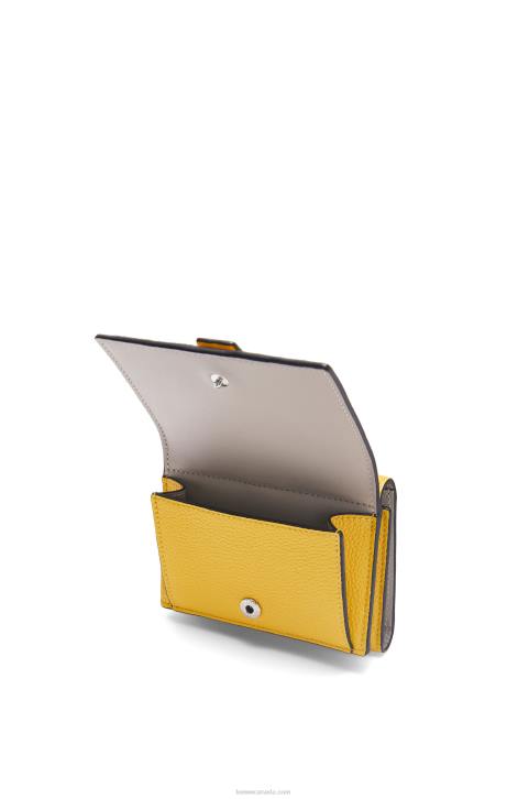 Loewe Trifold wallet in soft grained calfskin 688V1284 Women Yellow/Clay Green