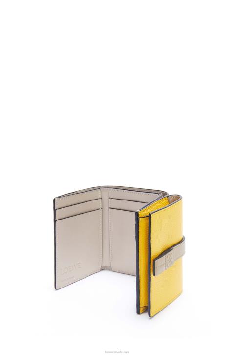 Loewe Trifold wallet in soft grained calfskin 688V1284 Women Yellow/Clay Green