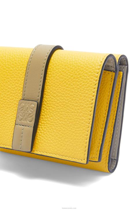 Loewe Trifold wallet in soft grained calfskin 688V1284 Women Yellow/Clay Green