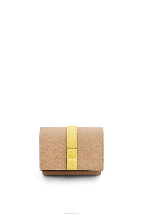 Loewe Trifold wallet in soft grained calfskin 688V1285 Women Butter/Pale Lemon