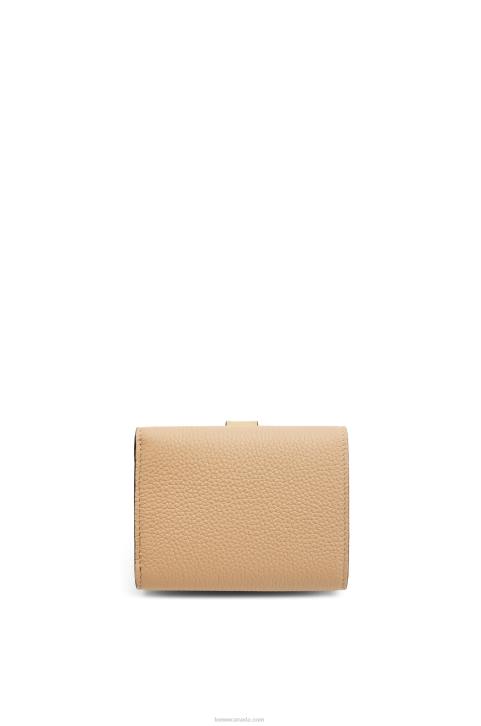 Loewe Trifold wallet in soft grained calfskin 688V1285 Women Butter/Pale Lemon