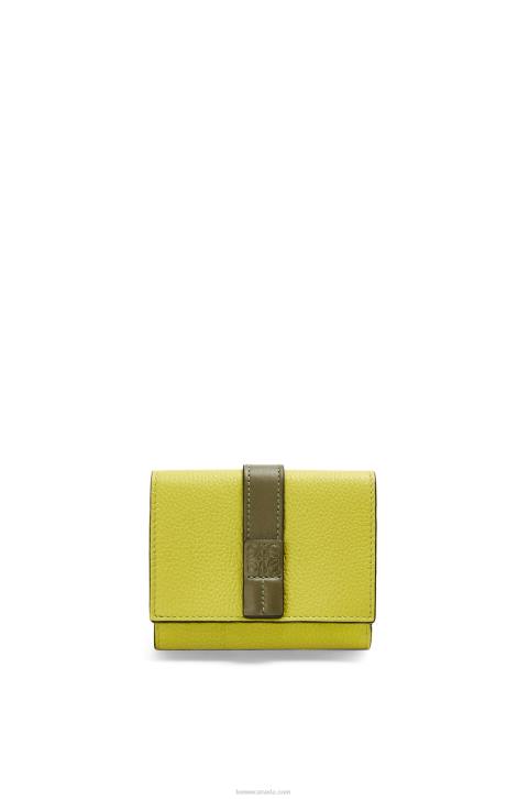 Loewe Trifold wallet in soft grained calfskin 688V1311 Women Lime Yellow/Avocado Green