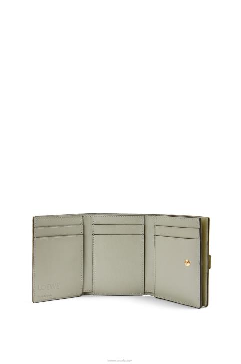 Loewe Trifold wallet in soft grained calfskin 688V1311 Women Lime Yellow/Avocado Green