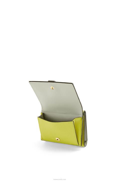 Loewe Trifold wallet in soft grained calfskin 688V1311 Women Lime Yellow/Avocado Green