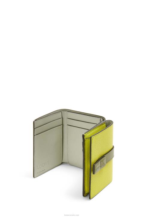 Loewe Trifold wallet in soft grained calfskin 688V1311 Women Lime Yellow/Avocado Green