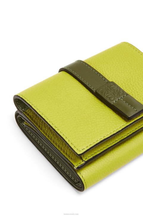 Loewe Trifold wallet in soft grained calfskin 688V1311 Women Lime Yellow/Avocado Green