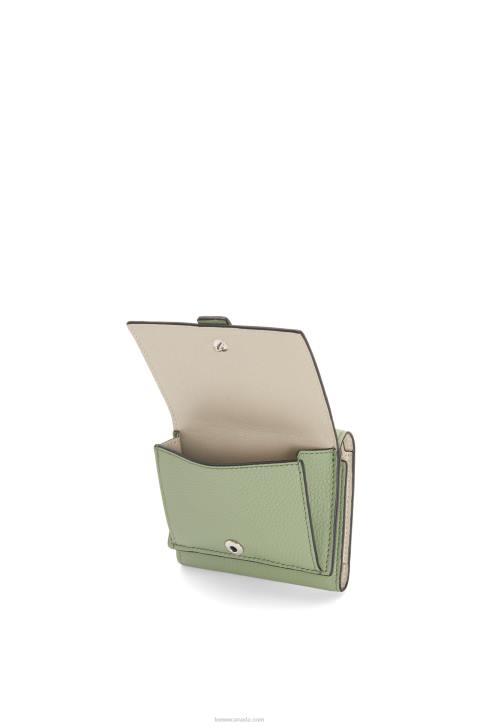 Loewe Trifold wallet in soft grained calfskin 688V1314 Women Rosemary/Tan