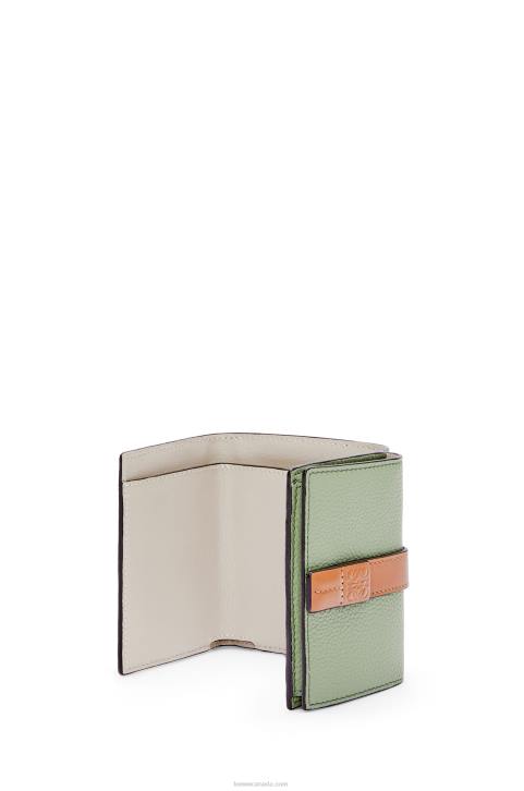 Loewe Trifold wallet in soft grained calfskin 688V1314 Women Rosemary/Tan