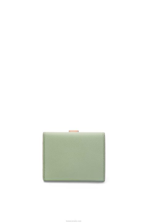 Loewe Trifold wallet in soft grained calfskin 688V1314 Women Rosemary/Tan