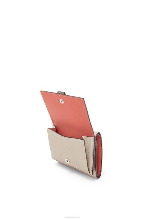 Loewe Trifold wallet in soft grained calfskin 688V1315 Women Light Oat/Honey