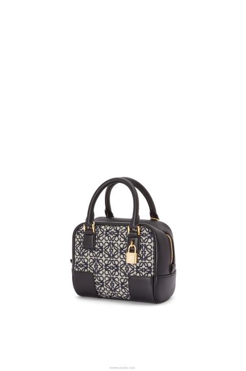 Loewe Amazona 16 Square bag in Anagram jacquard and calfskin 688V139 Women Navy/Black