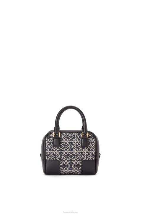 Loewe Amazona 16 Square bag in Anagram jacquard and calfskin 688V139 Women Navy/Black