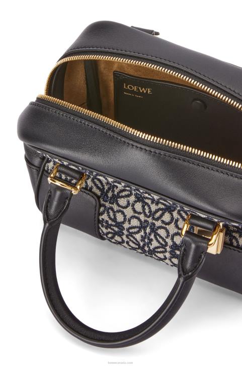 Loewe Amazona 16 Square bag in Anagram jacquard and calfskin 688V139 Women Navy/Black
