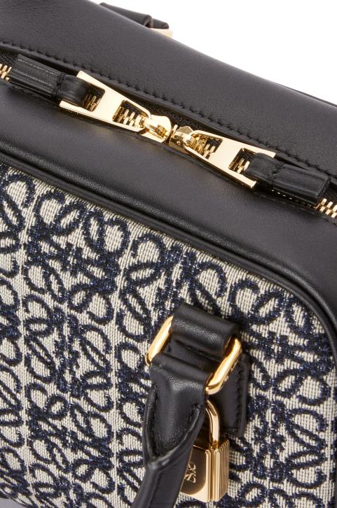 Loewe Amazona 16 Square bag in Anagram jacquard and calfskin 688V139 Women Navy/Black