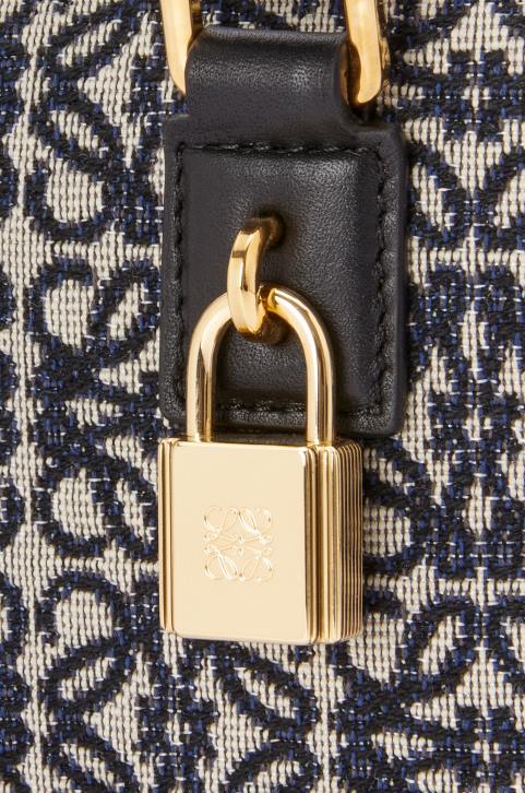 Loewe Amazona 16 Square bag in Anagram jacquard and calfskin 688V139 Women Navy/Black