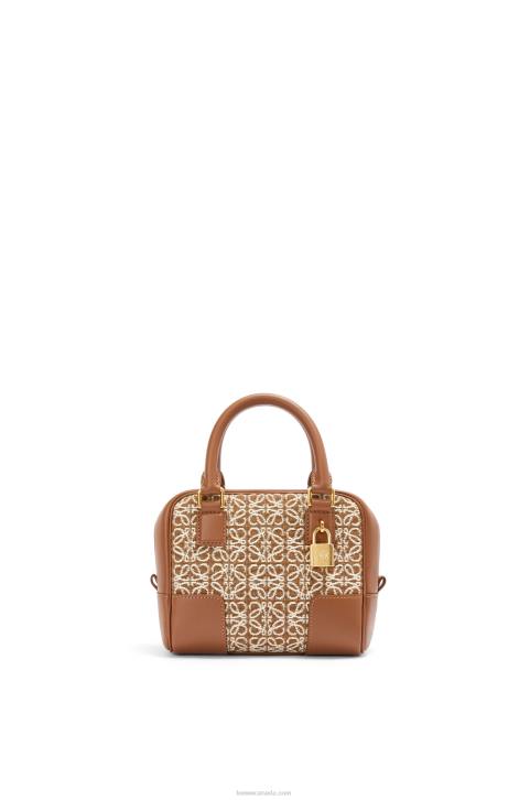 Loewe Amazona 16 Square bag in Anagram jacquard and calfskin 688V163 Women Tan/Pecan