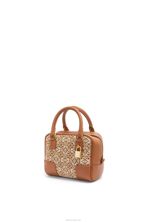 Loewe Amazona 16 Square bag in Anagram jacquard and calfskin 688V163 Women Tan/Pecan