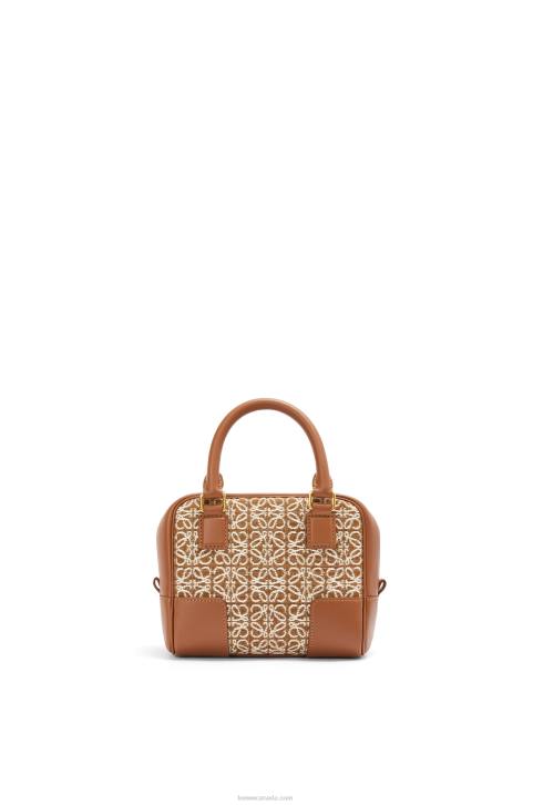 Loewe Amazona 16 Square bag in Anagram jacquard and calfskin 688V163 Women Tan/Pecan